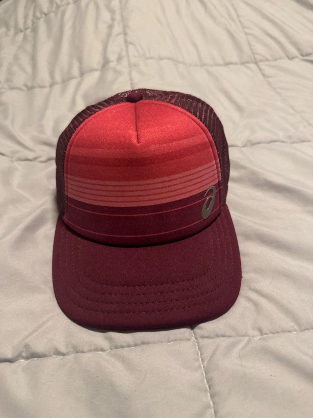 Asics Maroon and Coral Gradient Trucker Hat